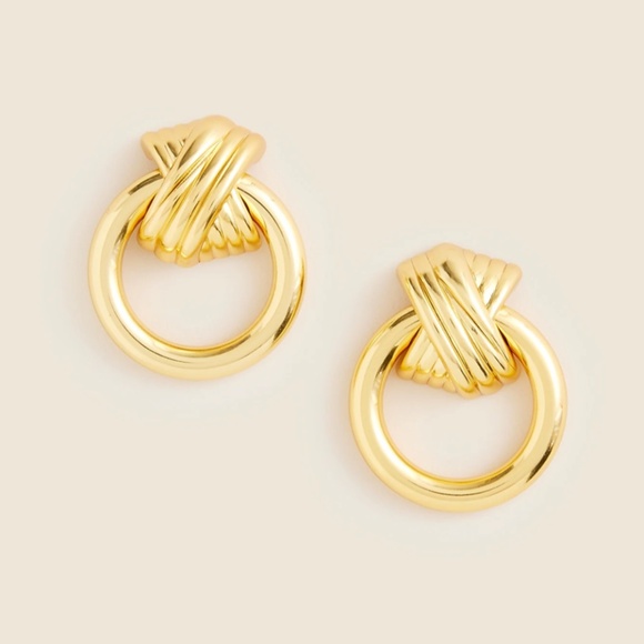 New JCREW Crisscross Door Knocker Earrings in Burnished Gold $49 CG640 - Picture 1 of 3